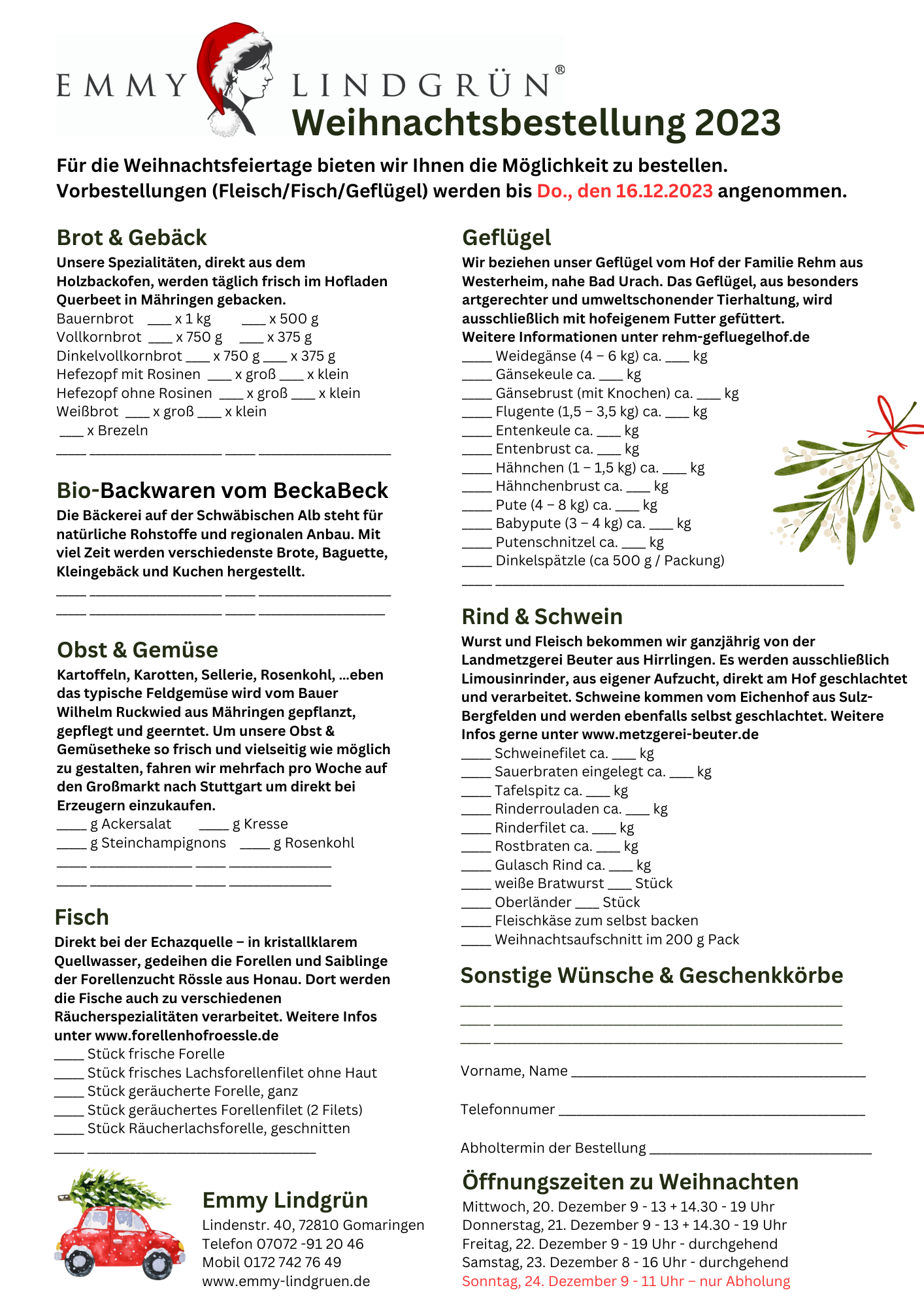Weihnachtsbestellung